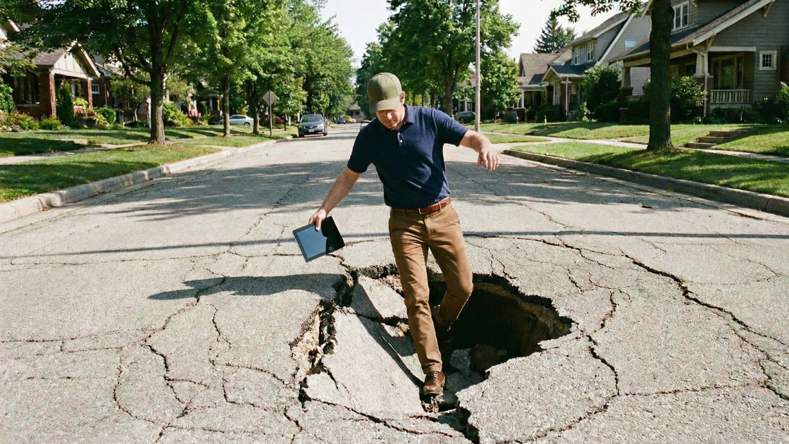 Field sales representative analyzing route optimization on a tablet
